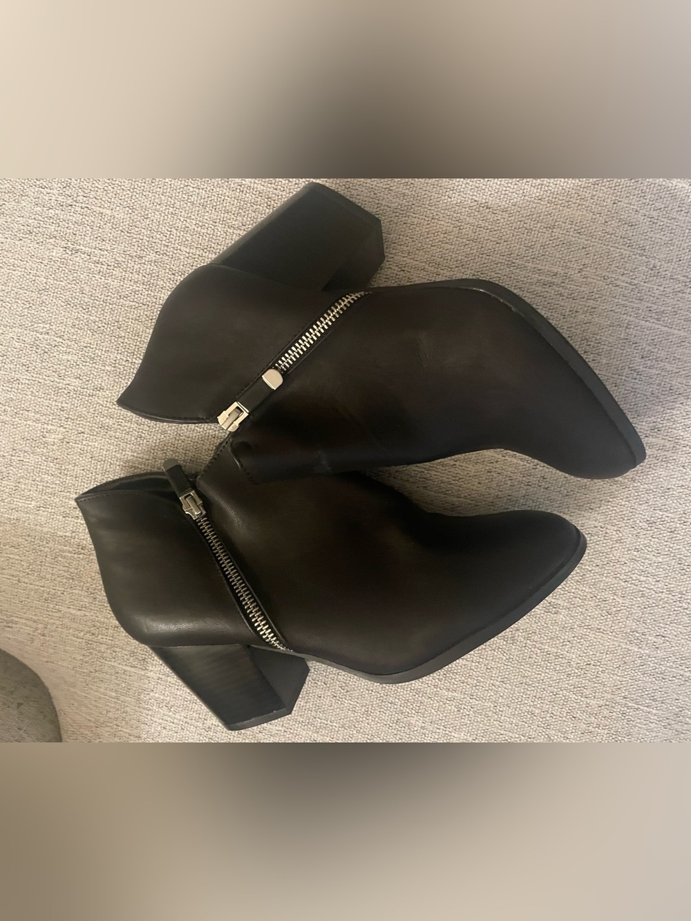 Style and co Black Leather Ankle Boots with Side Zipper